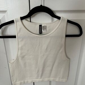 White Cropped Tank Top